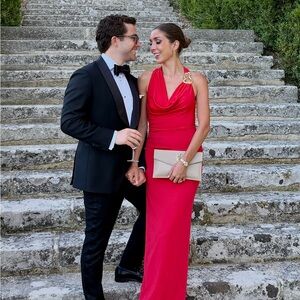 Rebecca Vallance Elegant Red Halter Gown size 2